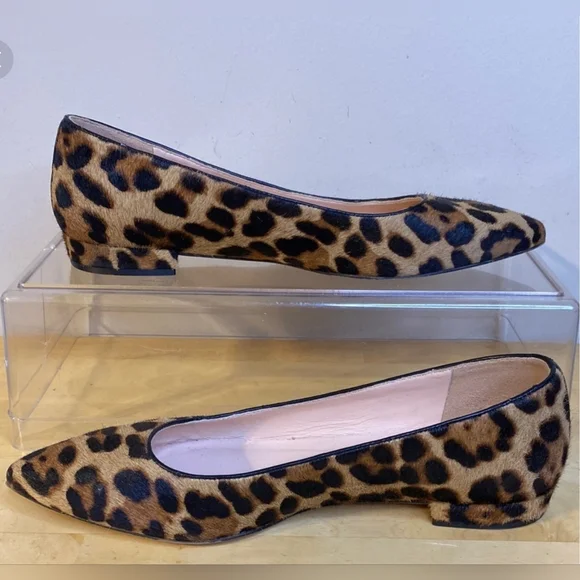 J.CREW Leopard Pointed Toe Flats, Calf Hair - Picture 2 of 10
